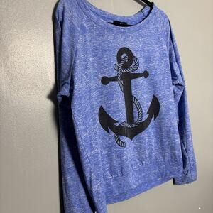 Bird & Vine Los Angeles Women’s Long Sleeve Anchor Blue Shirt Sea Lake Ocean